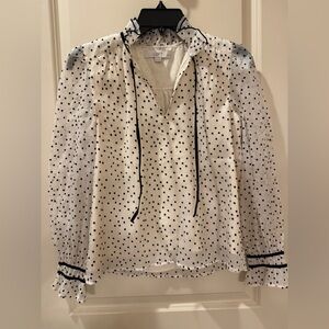 LOFT Cream and Black Polka Dot Blouse